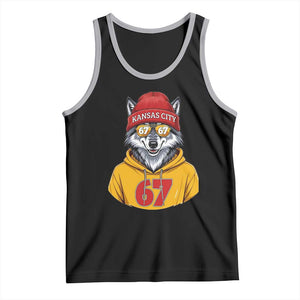 Six Seven Meme Wolf Football Fan Tank Top Gen Alpha Slang Gift TS12 Black Athletic Heather Print Your Wear