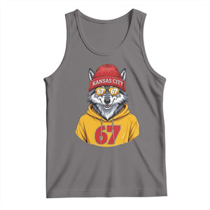 Six Seven Meme Wolf Football Fan Tank Top Gen Alpha Slang Gift TS12 Deep Heather Print Your Wear