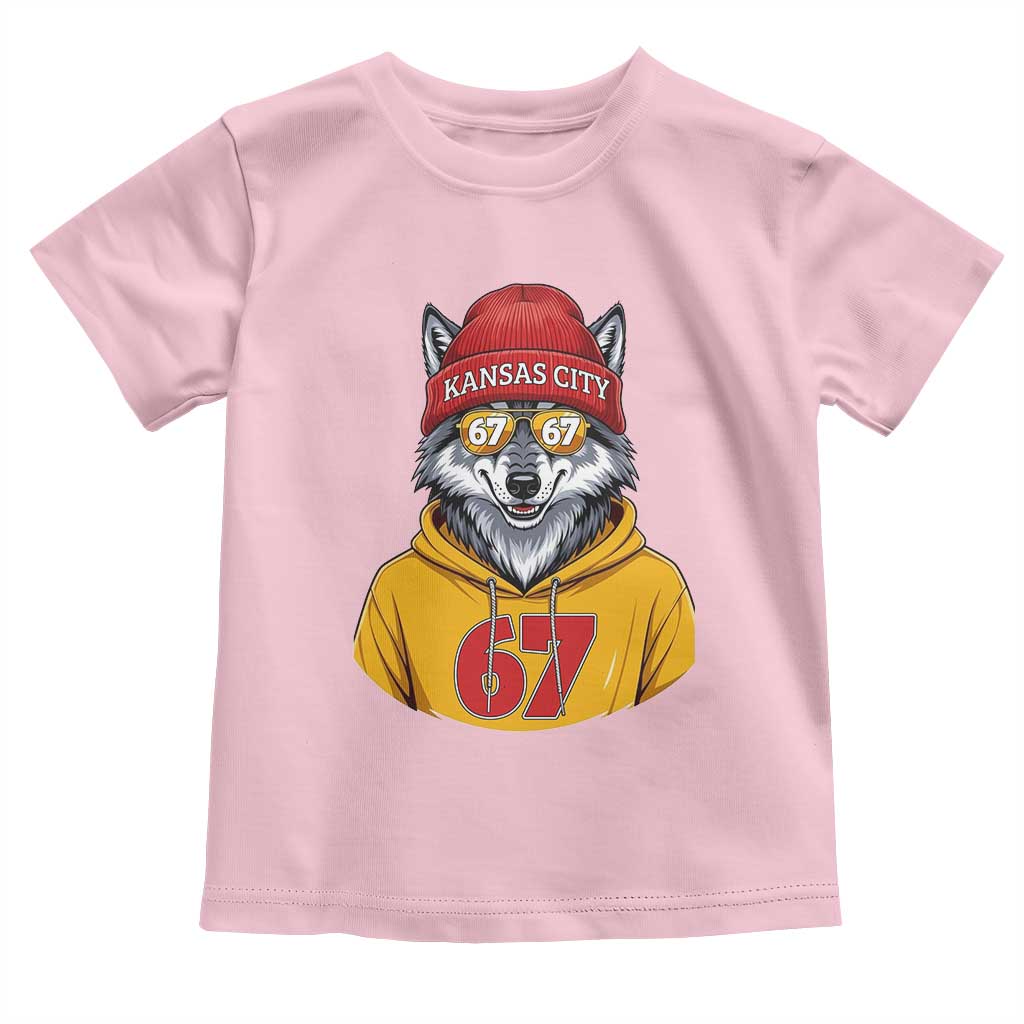 Six Seven Meme Wolf Football Fan Toddler T Shirt Gen Alpha Slang Gift TS12 Light Pink Print Your Wear