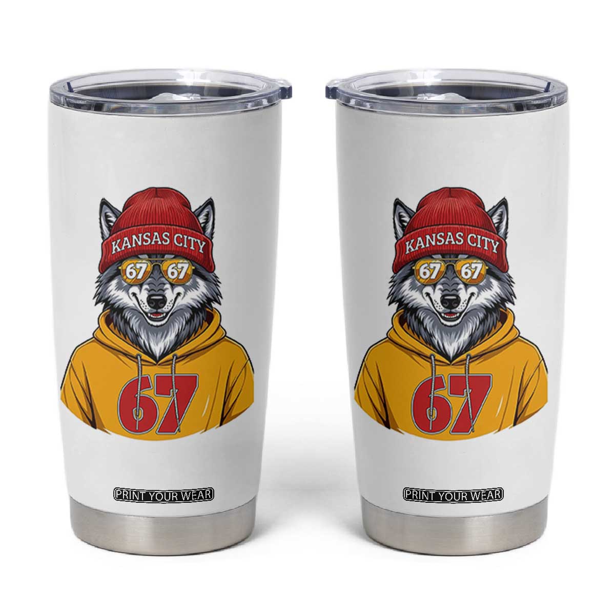 Six Seven Meme Wolf Football Fan Tumbler Cup Gen Alpha Slang Gift TS12 White Print Your Wear