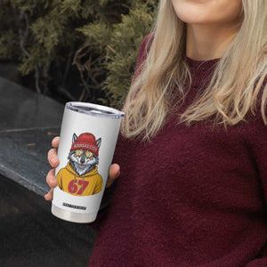 Six Seven Meme Wolf Football Fan Tumbler Cup Gen Alpha Slang Gift TS12 Print Your Wear