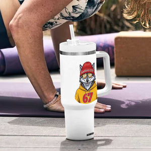 Six Seven Meme Wolf Football Fan Tumbler With Handle Gen Alpha Slang Gift TS12 Print Your Wear