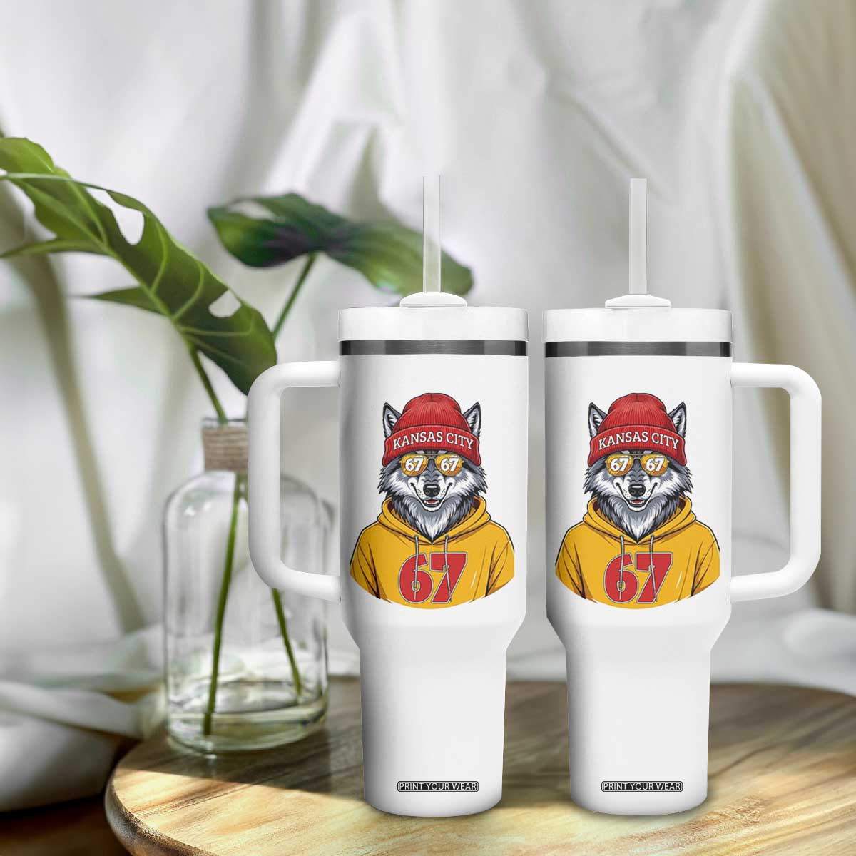 Six Seven Meme Wolf Football Fan Tumbler With Handle Gen Alpha Slang Gift TS12 Print Your Wear