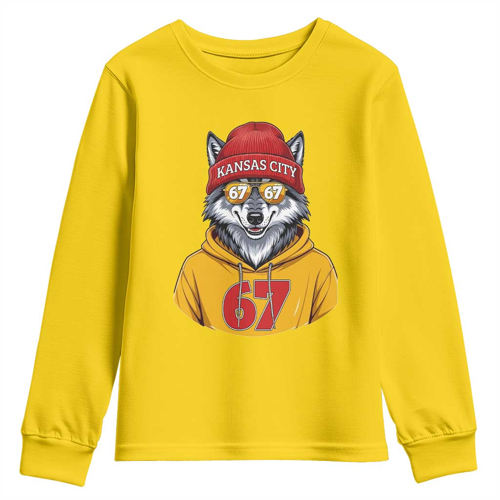 Six Seven Meme Wolf Football Fan Youth Sweatshirt Gen Alpha Slang Gift TS12 Daisy Print Your Wear