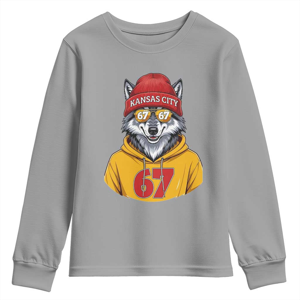 Six Seven Meme Wolf Football Fan Youth Sweatshirt Gen Alpha Slang Gift TS12 Sport Gray Print Your Wear