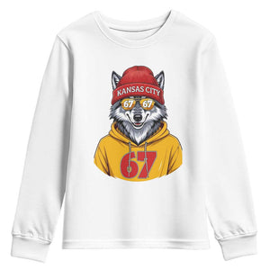 Six Seven Meme Wolf Football Fan Youth Sweatshirt Gen Alpha Slang Gift TS12 White Print Your Wear