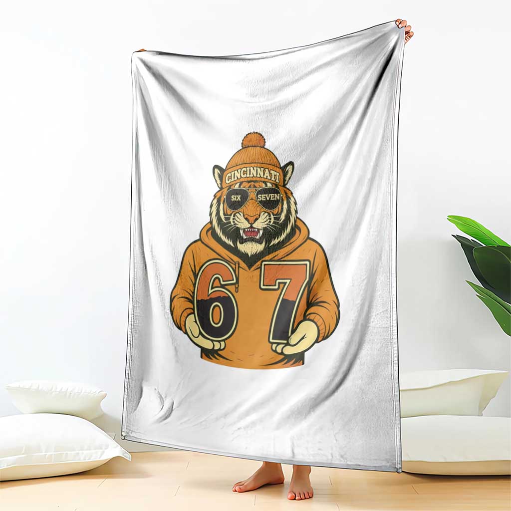 Six Seven Meme Tiger Football Fan Throw Blanket Gen Alpha Slang Gift TS12 Print Your Wear