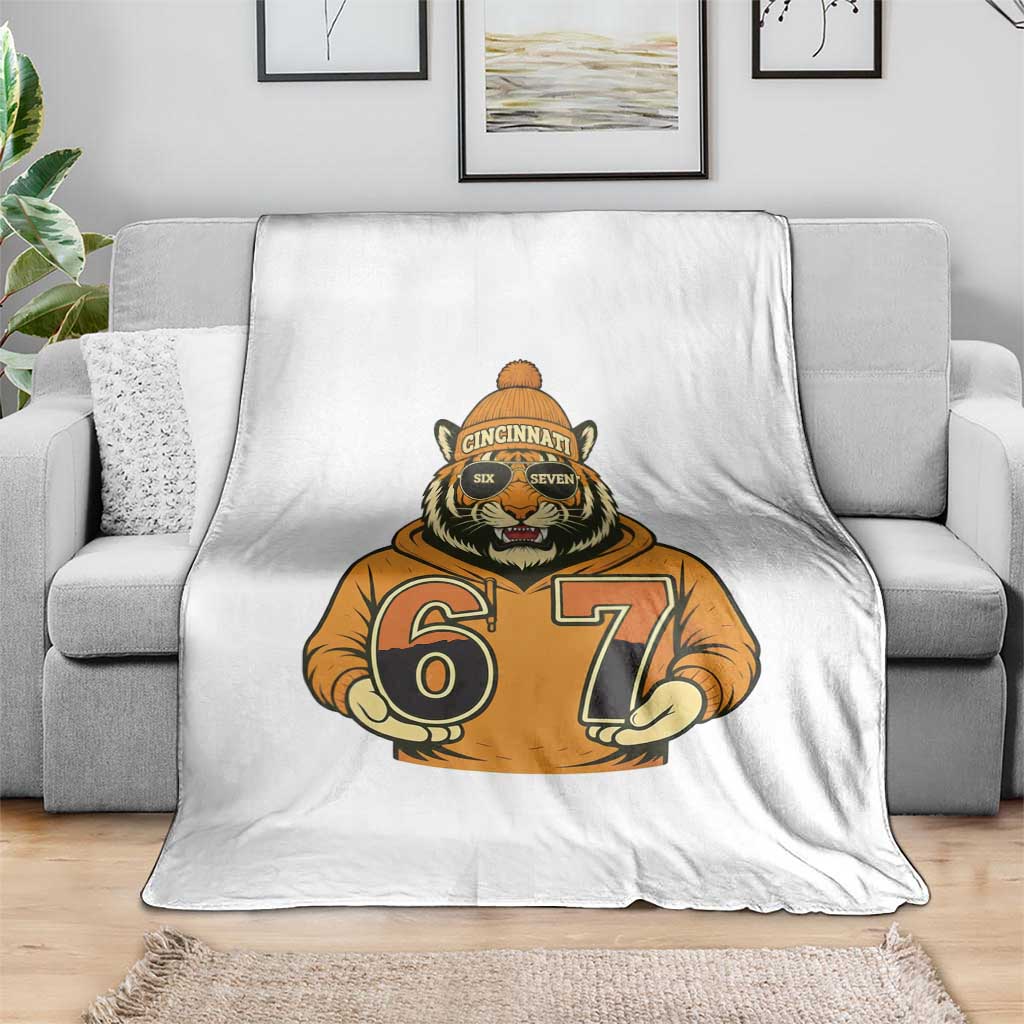 Six Seven Meme Tiger Football Fan Throw Blanket Gen Alpha Slang Gift TS12 Print Your Wear