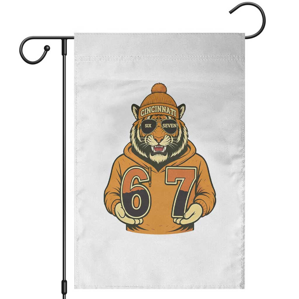 Six Seven Meme Tiger Football Fan Garden Flag Gen Alpha Slang Gift TS12 Black Print Your Wear