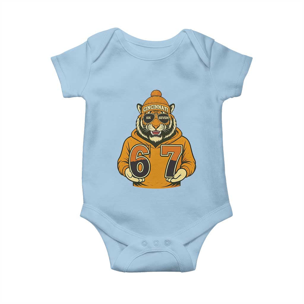 Six Seven Meme Tiger Football Fan Baby Onesie Gen Alpha Slang Gift TS12 Light Blue Print Your Wear