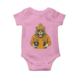 Six Seven Meme Tiger Football Fan Baby Onesie Gen Alpha Slang Gift TS12 Light Pink Print Your Wear