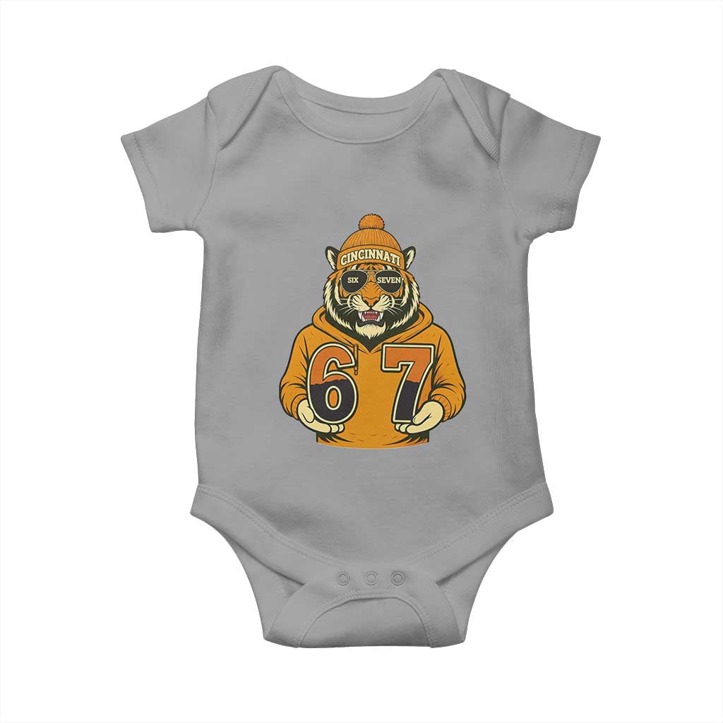 Six Seven Meme Tiger Football Fan Baby Onesie Gen Alpha Slang Gift TS12 Sport Gray Print Your Wear