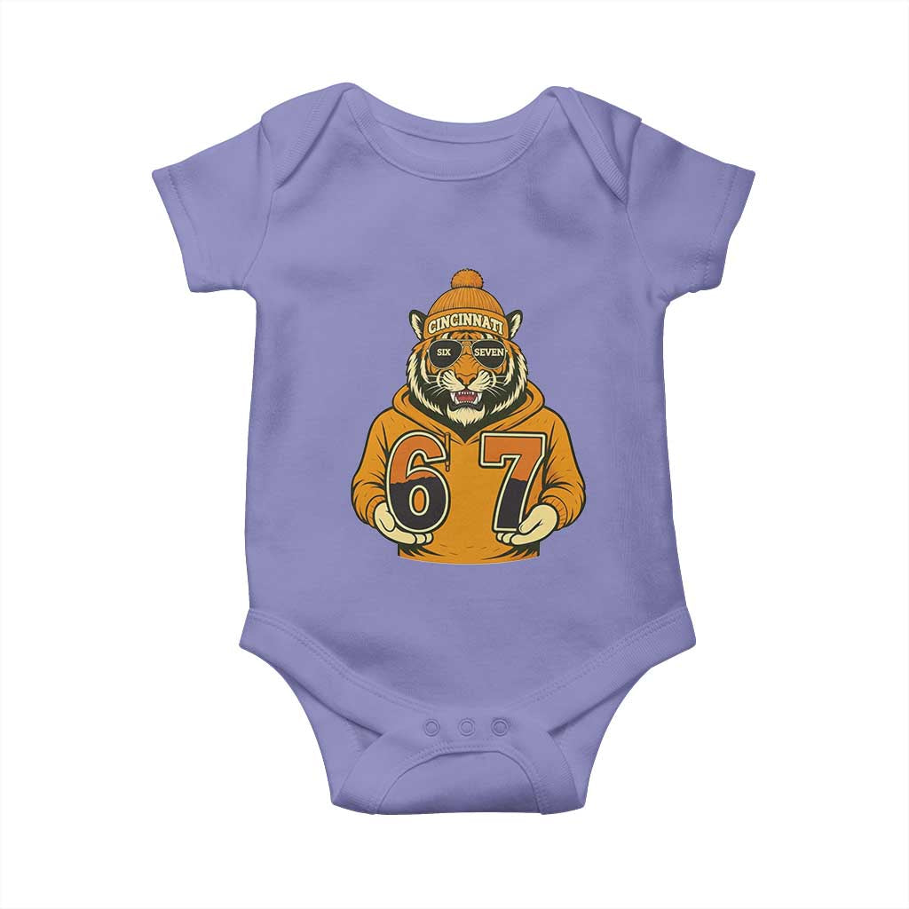 Six Seven Meme Tiger Football Fan Baby Onesie Gen Alpha Slang Gift TS12 Violet Print Your Wear