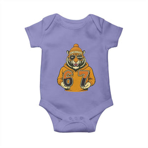 Six Seven Meme Tiger Football Fan Baby Onesie Gen Alpha Slang Gift TS12 Violet Print Your Wear