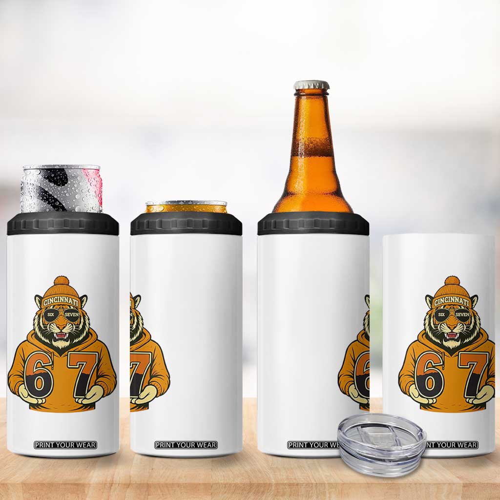 Six Seven Meme Tiger Football Fan 4 in 1 Can Cooler Tumbler Gen Alpha Slang Gift TS12 Print Your Wear