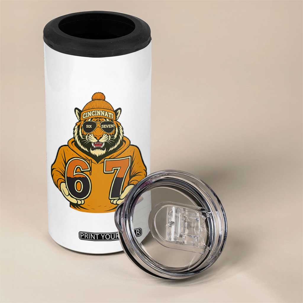 Six Seven Meme Tiger Football Fan 4 in 1 Can Cooler Tumbler Gen Alpha Slang Gift TS12 Print Your Wear