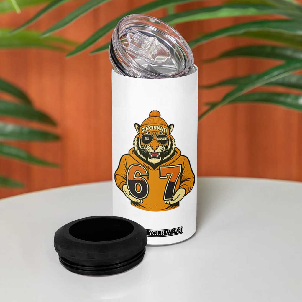 Six Seven Meme Tiger Football Fan 4 in 1 Can Cooler Tumbler Gen Alpha Slang Gift TS12 Print Your Wear