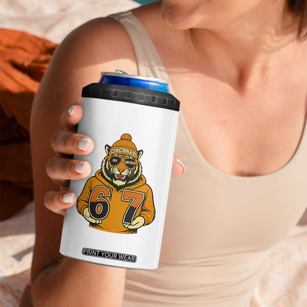 Six Seven Meme Tiger Football Fan 4 in 1 Can Cooler Tumbler Gen Alpha Slang Gift TS12 Print Your Wear