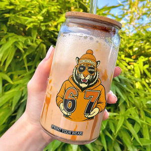 Six Seven Meme Tiger Football Fan Glass Can Gen Alpha Slang Gift TS12 White Print Your Wear