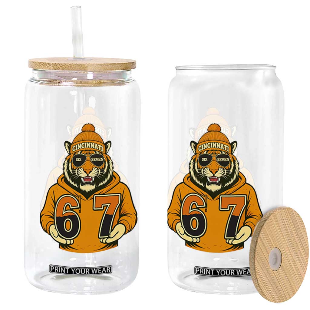 Six Seven Meme Tiger Football Fan Glass Can Gen Alpha Slang Gift TS12 Print Your Wear