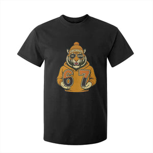 Six Seven Meme Tiger Football Fan T Shirt For Kid Gen Alpha Slang Gift TS12 Black Print Your Wear