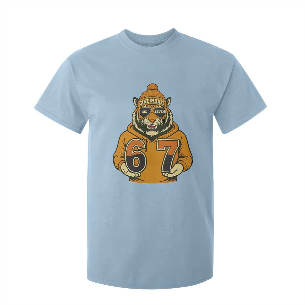 Six Seven Meme Tiger Football Fan T Shirt For Kid Gen Alpha Slang Gift TS12 Light Blue Print Your Wear