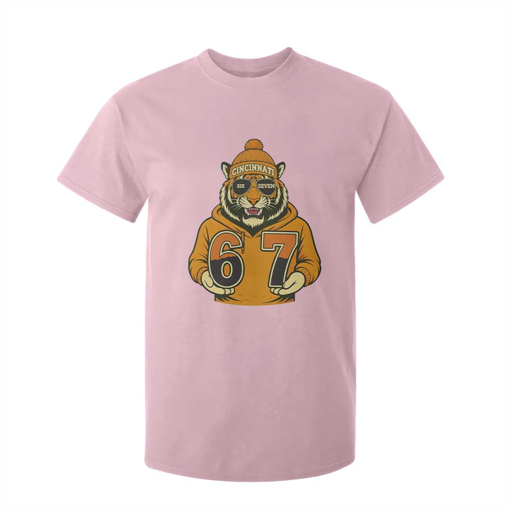 Six Seven Meme Tiger Football Fan T Shirt For Kid Gen Alpha Slang Gift TS12 Light Pink Print Your Wear