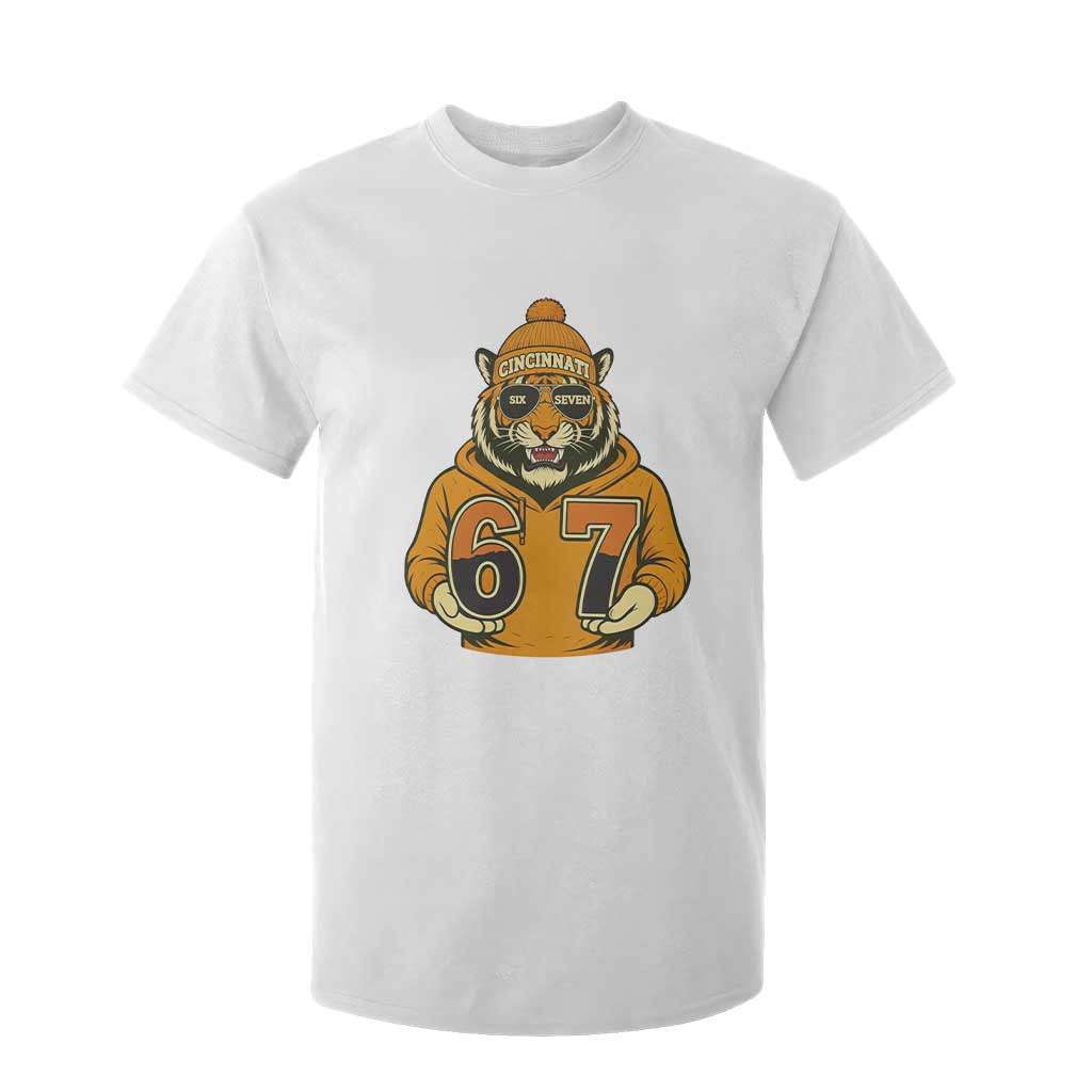 Six Seven Meme Tiger Football Fan T Shirt For Kid Gen Alpha Slang Gift TS12 White Print Your Wear