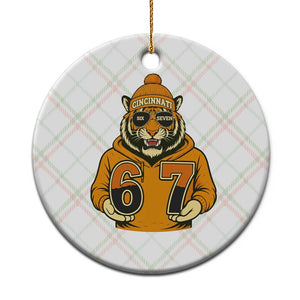 Six Seven Meme Tiger Football Fan Ceramic Ornament Gen Alpha Slang Gift TS12 1pc Christmas Plaid Print Your Wear