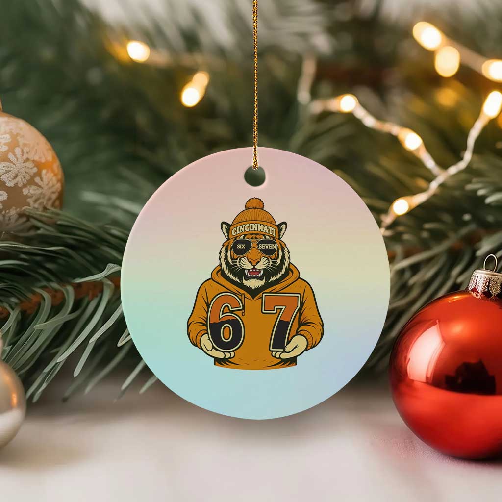 Six Seven Meme Tiger Football Fan Ceramic Ornament Gen Alpha Slang Gift TS12 1pc Pastel Print Your Wear