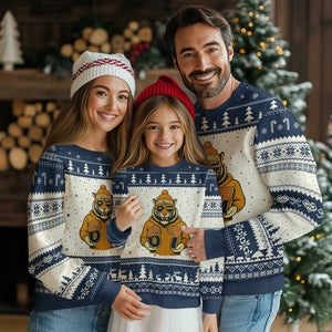 Six Seven Meme Tiger Football Fan Ugly Christmas Sweater Gen Alpha Slang Gift TS12 Beige Navy Print Your Wear
