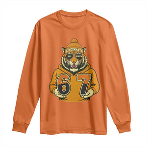 Six Seven Meme Tiger Football Fan Long Sleeve Shirt Gen Alpha Slang Gift TS12 Orange Print Your Wear