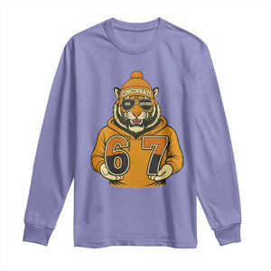 Six Seven Meme Tiger Football Fan Long Sleeve Shirt Gen Alpha Slang Gift TS12 Violet Print Your Wear