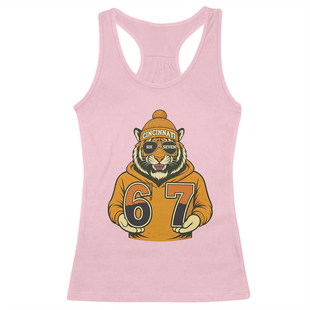 Six Seven Meme Tiger Football Fan Racerback Tank Top Gen Alpha Slang Gift TS12 Light Pink Print Your Wear