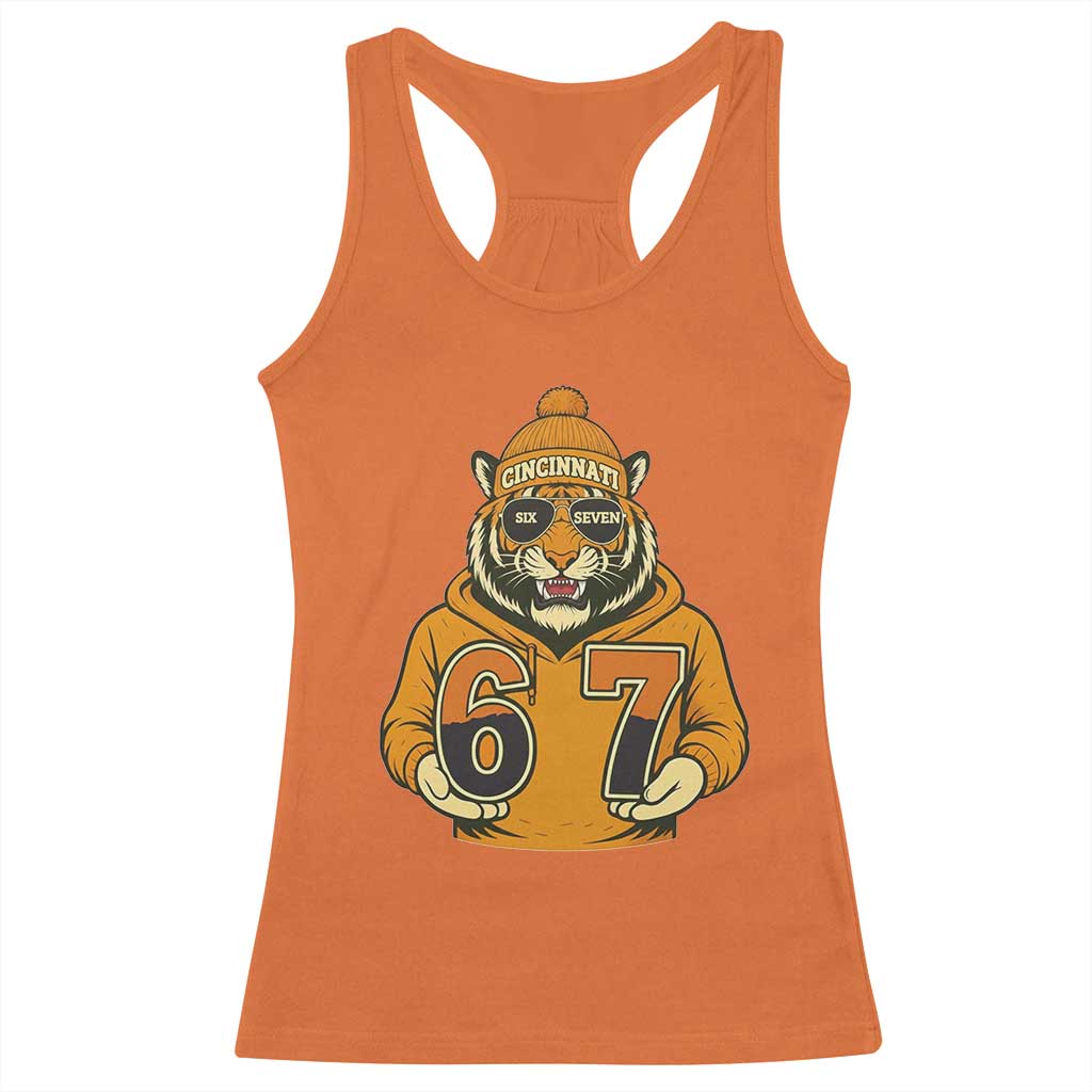 Six Seven Meme Tiger Football Fan Racerback Tank Top Gen Alpha Slang Gift TS12 Orange Print Your Wear