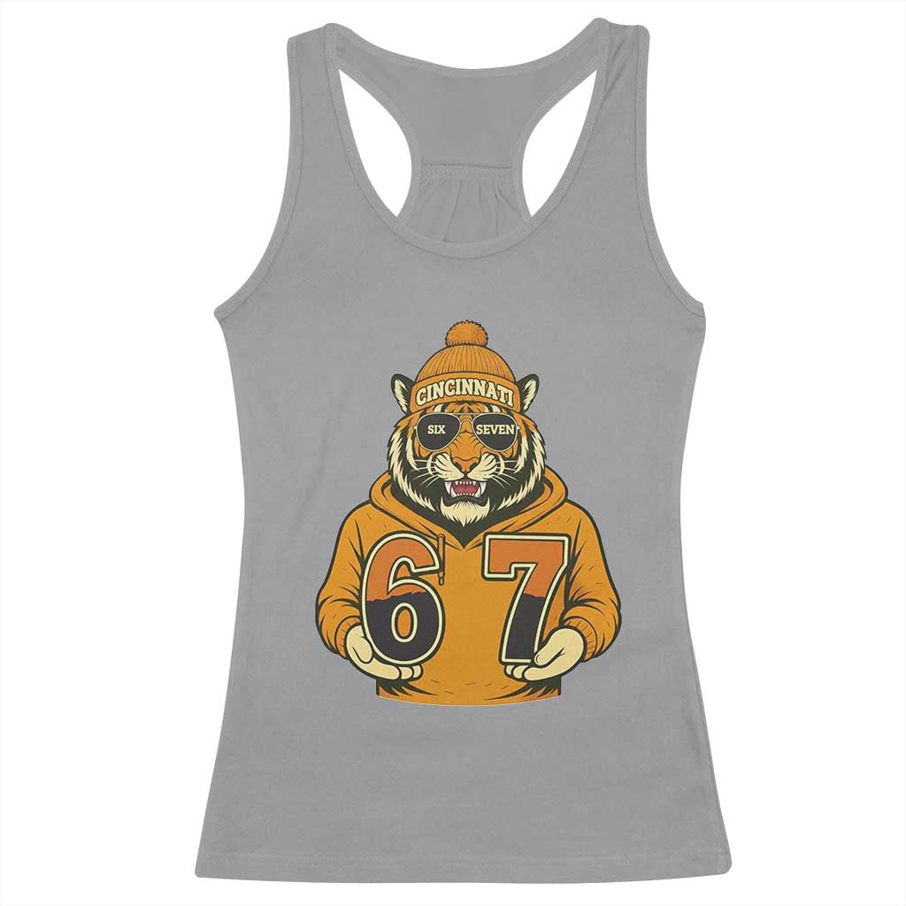 Six Seven Meme Tiger Football Fan Racerback Tank Top Gen Alpha Slang Gift TS12 Sport Gray Print Your Wear