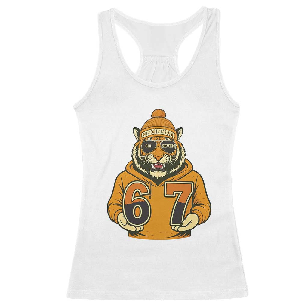 Six Seven Meme Tiger Football Fan Racerback Tank Top Gen Alpha Slang Gift TS12 White Print Your Wear