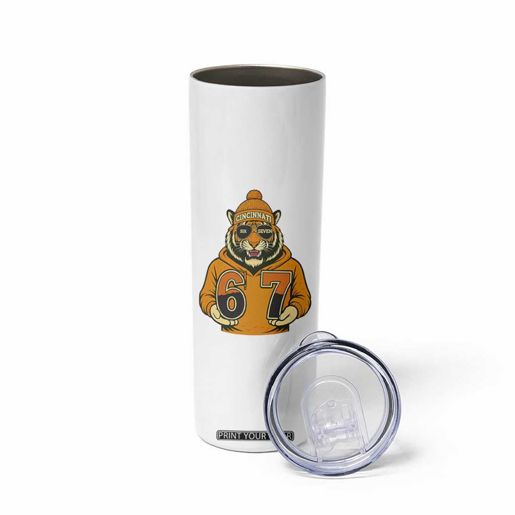 Six Seven Meme Tiger Football Fan Skinny Tumbler Gen Alpha Slang Gift TS12 Print Your Wear