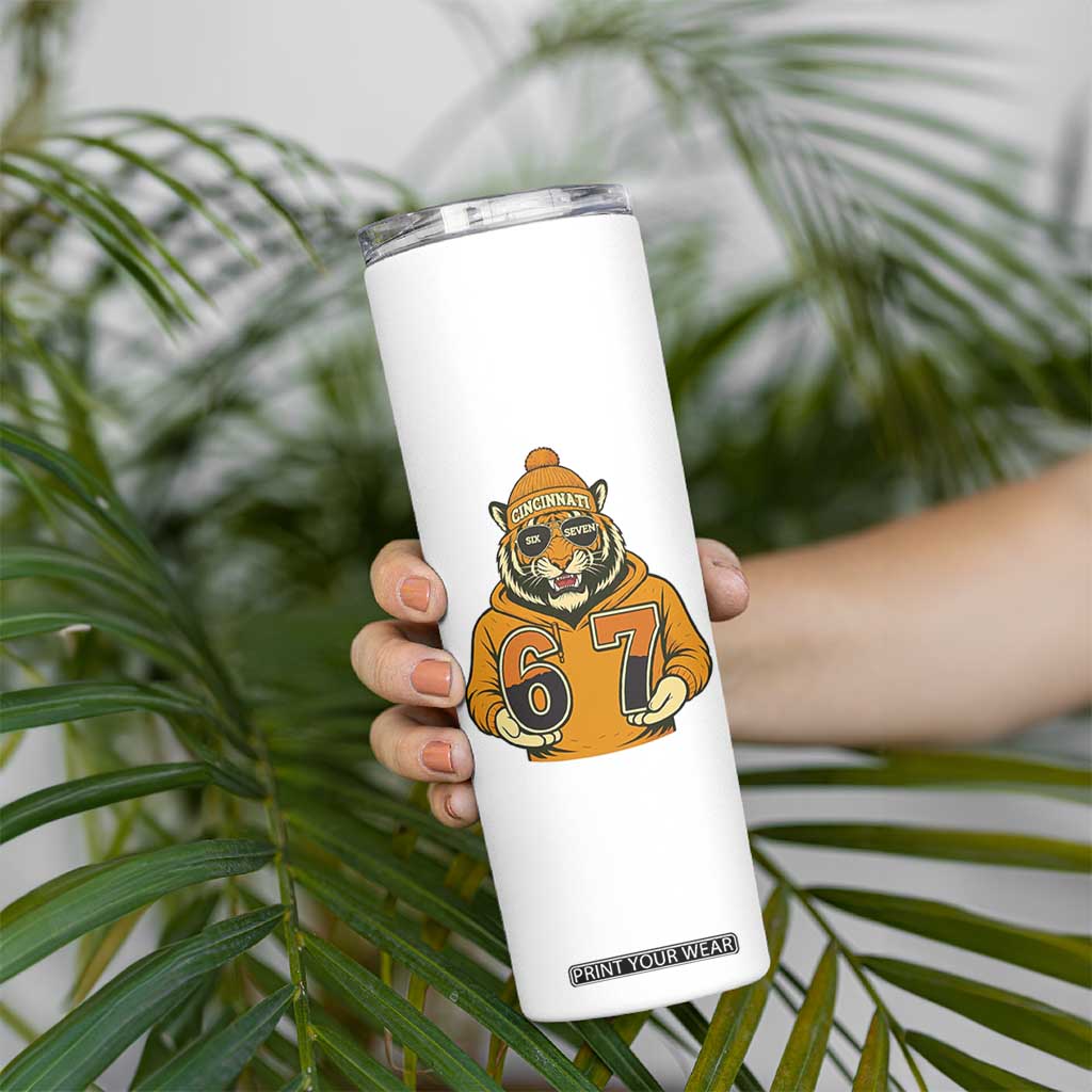 Six Seven Meme Tiger Football Fan Skinny Tumbler Gen Alpha Slang Gift TS12 Print Your Wear