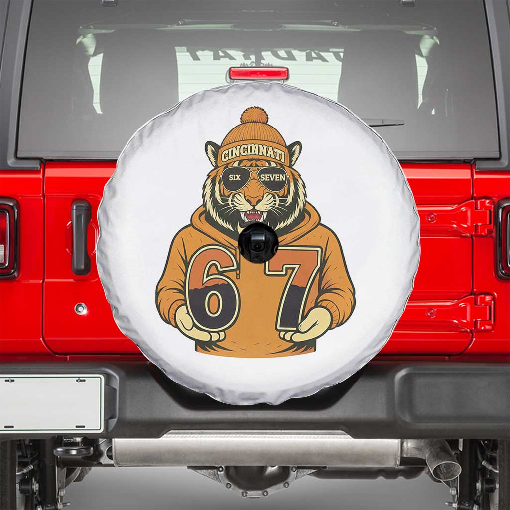 Six Seven Meme Tiger Football Fan Spare Tire Cover Gen Alpha Slang Gift TS12 Black Print Your Wear