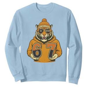 Six Seven Meme Tiger Football Fan Sweatshirt Gen Alpha Slang Gift TS12 Light Blue Print Your Wear