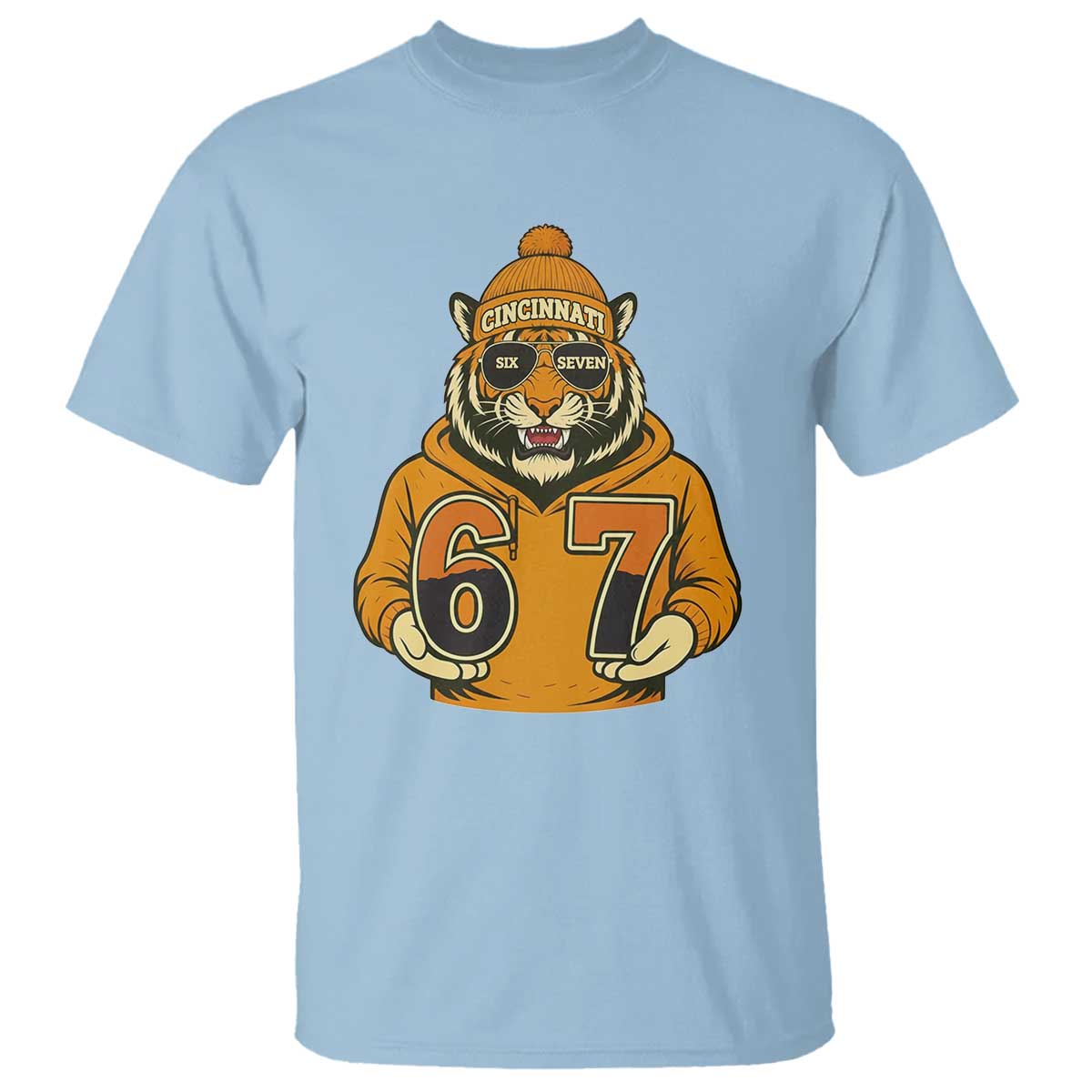 Six Seven Meme Tiger Football Fan T Shirt Gen Alpha Slang Gift TS12 Light Blue Print Your Wear
