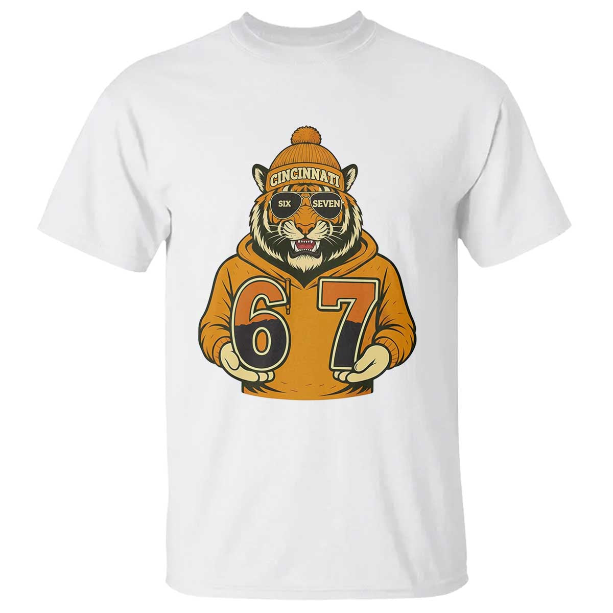 Six Seven Meme Tiger Football Fan T Shirt Gen Alpha Slang Gift TS12 White Print Your Wear
