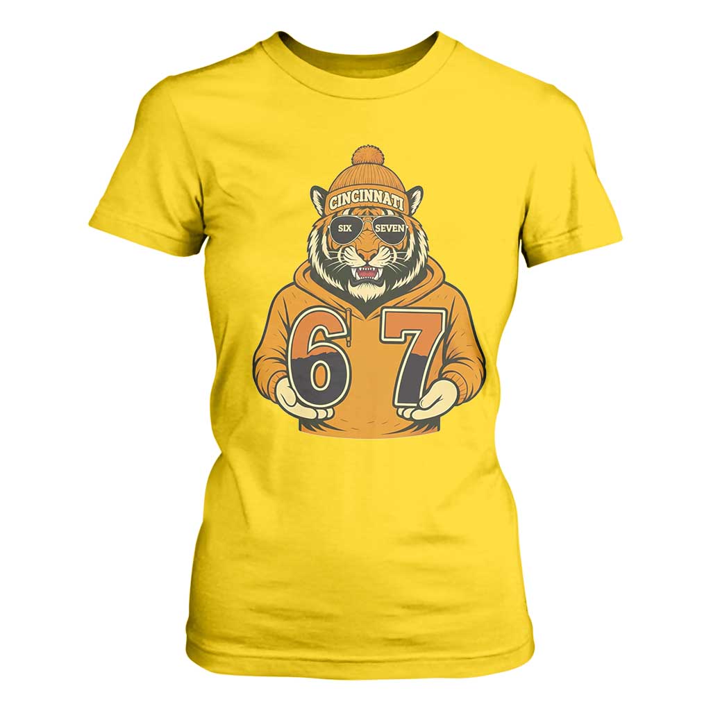 Six Seven Meme Tiger Football Fan T Shirt For Women Gen Alpha Slang Gift TS12 Daisy Print Your Wear