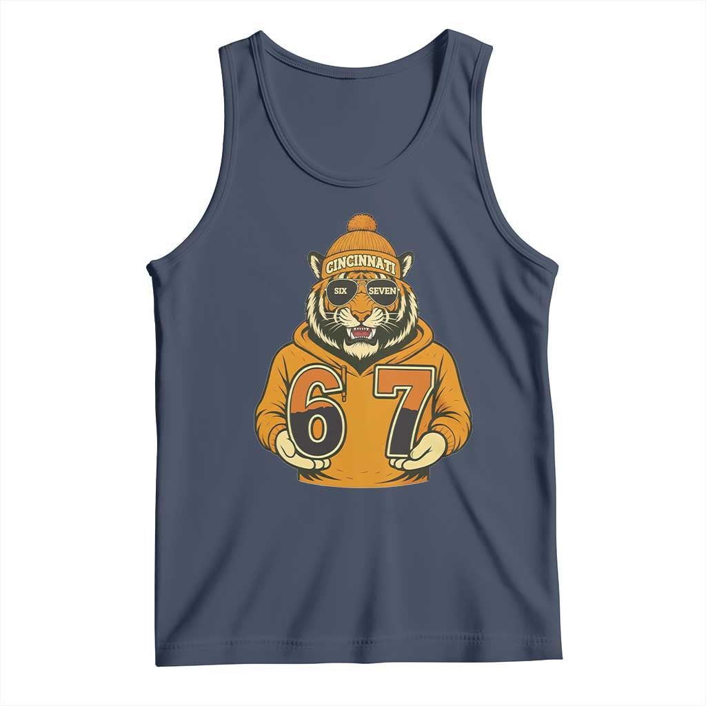 Six Seven Meme Tiger Football Fan Tank Top Gen Alpha Slang Gift TS12 Navy Print Your Wear