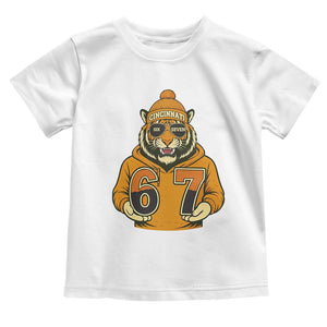 Six Seven Meme Tiger Football Fan Toddler T Shirt Gen Alpha Slang Gift TS12 White Print Your Wear
