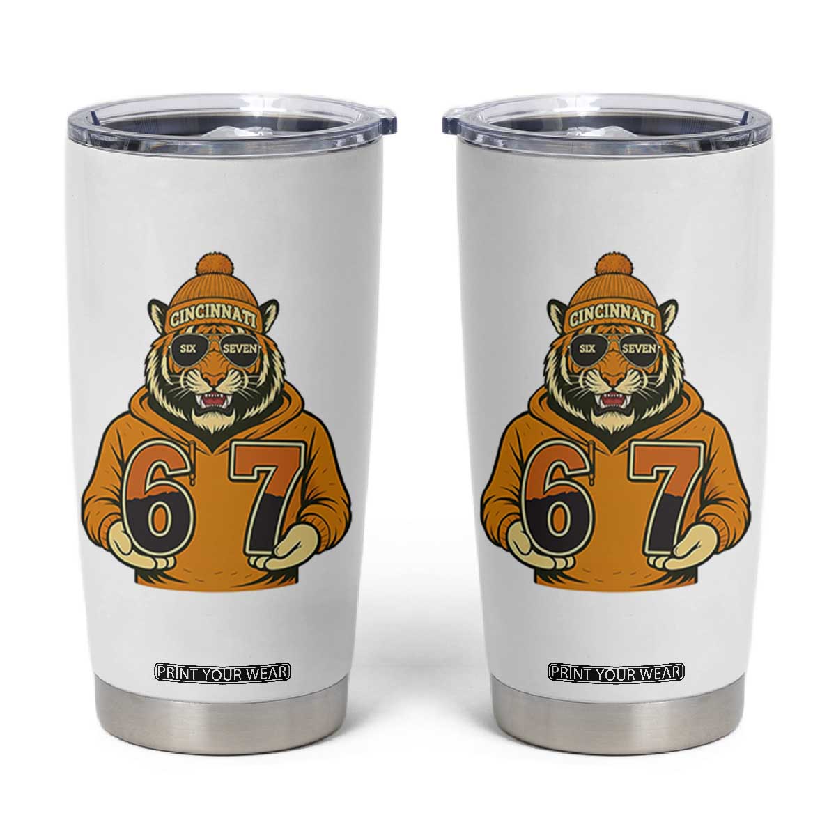 Six Seven Meme Tiger Football Fan Tumbler Cup Gen Alpha Slang Gift TS12 White Print Your Wear