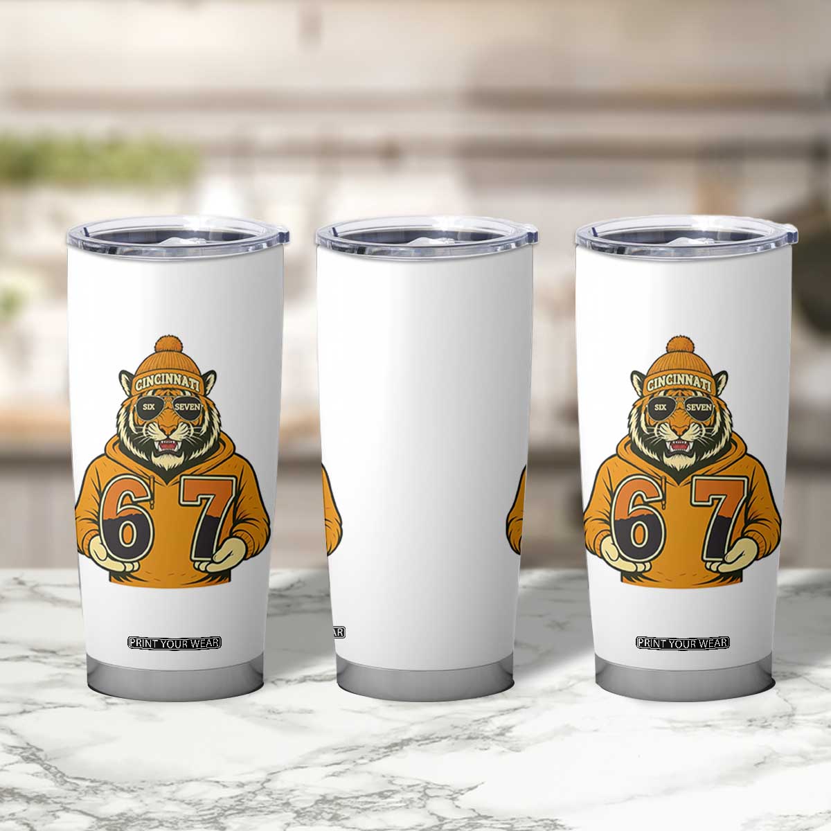 Six Seven Meme Tiger Football Fan Tumbler Cup Gen Alpha Slang Gift TS12 Print Your Wear