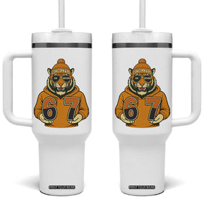 Six Seven Meme Tiger Football Fan Tumbler With Handle Gen Alpha Slang Gift TS12 One Size: 40 oz White Print Your Wear