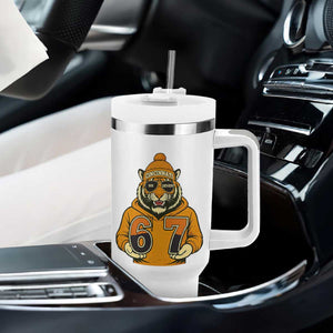 Six Seven Meme Tiger Football Fan Tumbler With Handle Gen Alpha Slang Gift TS12 Print Your Wear